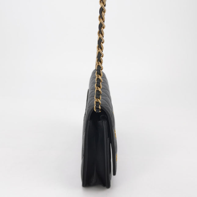 Chanel Egyptian Amulet Wallet on Chain Black Lambskin Leather Gold Hardware