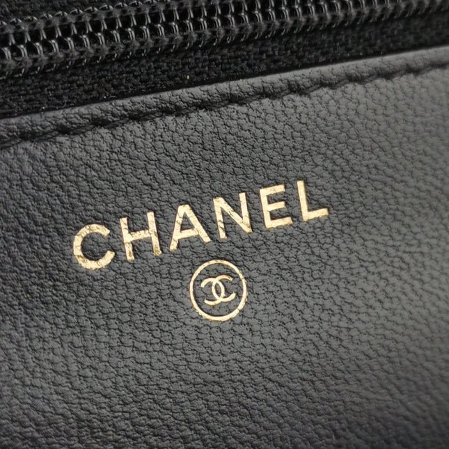 Chanel Egyptian Amulet Wallet on Chain Black Lambskin Leather Gold Hardware