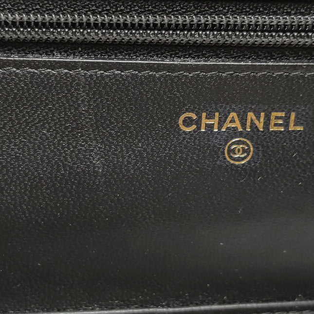 Chanel Egyptian Amulet Wallet on Chain Black Lambskin Leather Gold Hardware