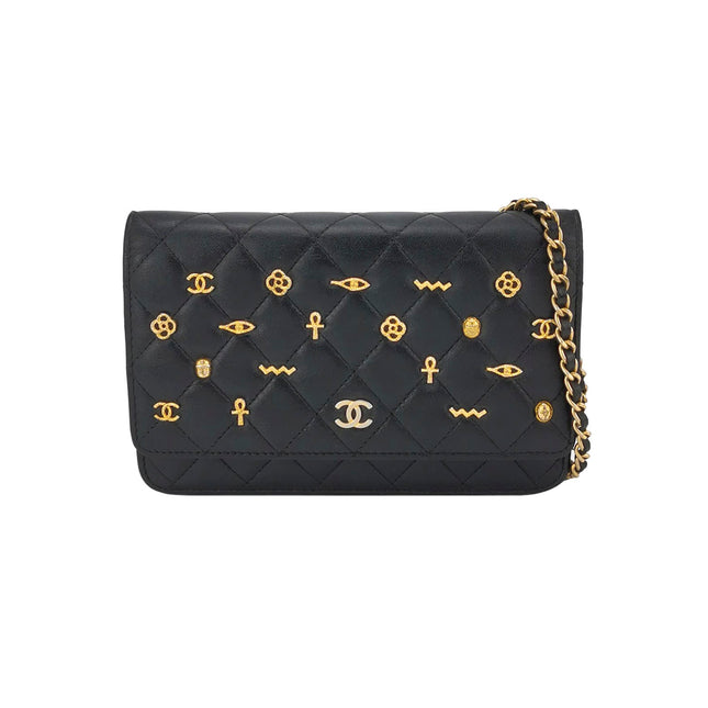 Chanel Egyptian Amulet Wallet on Chain Black Lambskin Leather Gold Hardware-Luxbags