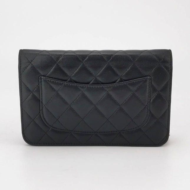 Chanel Egyptian Amulet Wallet on Chain Black Lambskin Leather Gold Hardware