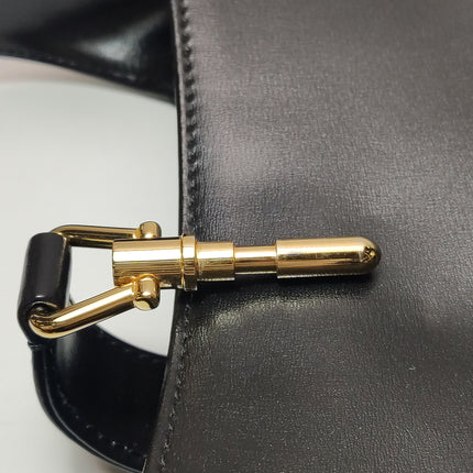 Gucci Jackie 1961 Black Leather Bag Small Gold Piston Lock