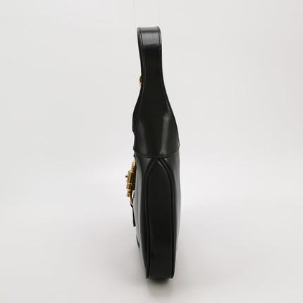 Gucci Jackie 1961 Black Leather Bag Small Gold Piston Lock
