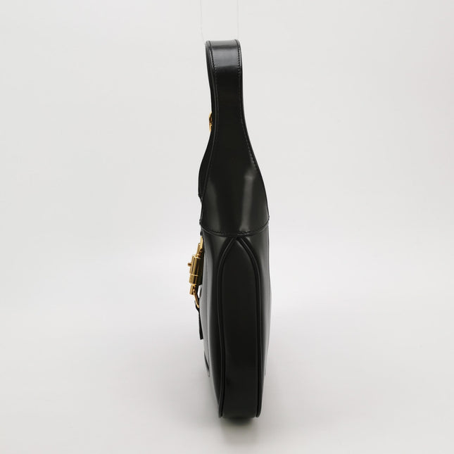 Gucci Jackie 1961 Black Leather Bag Small Gold Piston Lock