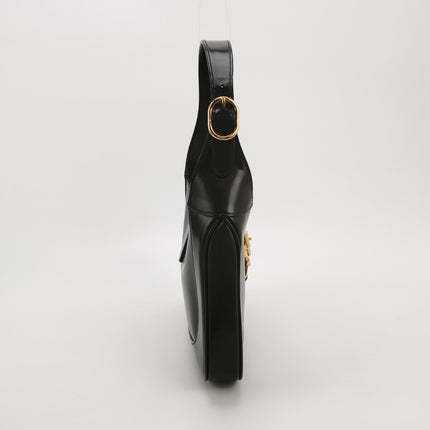 Gucci Jackie 1961 Black Leather Bag Small Gold Piston Lock