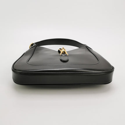 Gucci Jackie 1961 Black Leather Bag Small Gold Piston Lock