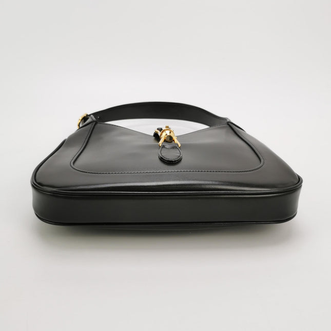 Gucci Jackie 1961 Black Leather Bag Small Gold Piston Lock