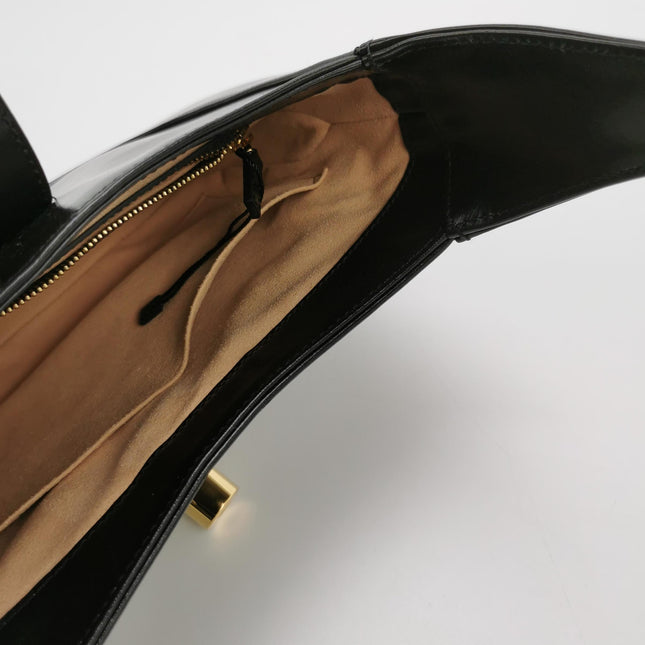 Gucci Jackie 1961 Black Leather Bag Small Gold Piston Lock