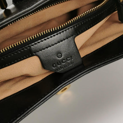 Gucci Jackie 1961 Black Leather Bag Small Gold Piston Lock