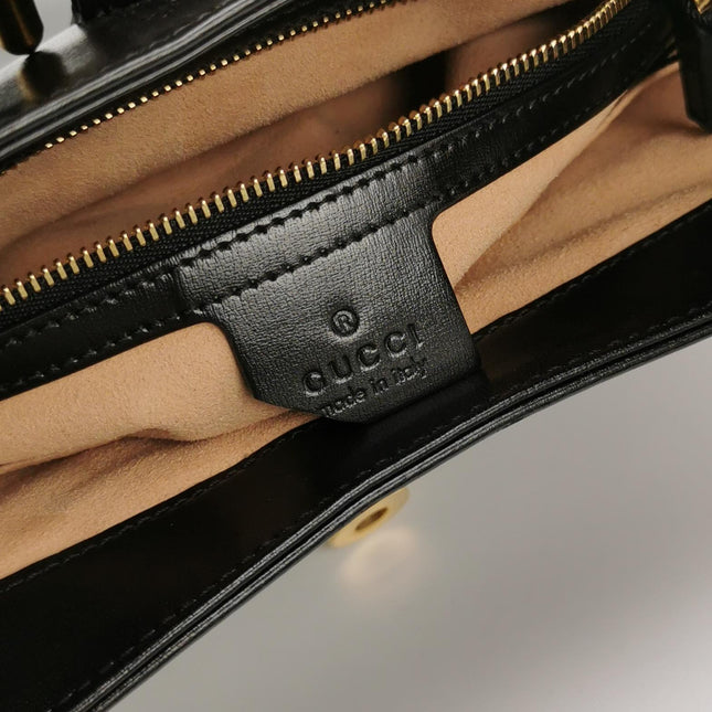 Gucci Jackie 1961 Black Leather Bag Small Gold Piston Lock
