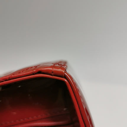 Lady Dior Medium Cherry Red Burgundy Patent Leather Handbag Silver Hardware