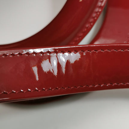 Lady Dior Medium Cherry Red Burgundy Patent Leather Handbag Silver Hardware