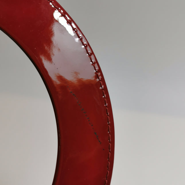 Lady Dior Medium Cherry Red Burgundy Patent Leather Handbag Silver Hardware