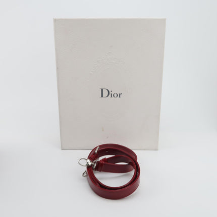 Lady Dior Medium Cherry Red Burgundy Patent Leather Handbag Silver Hardware