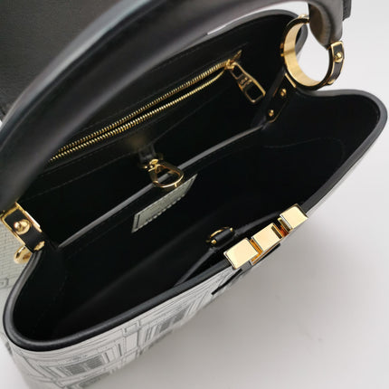 Louis Vuitton x Fornasetti Architectural Calfskin Capucines BB Black and White