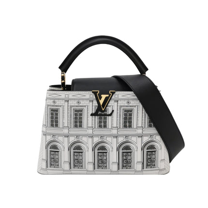 Louis Vuitton x Fornasetti Architectural Calfskin Capucines BB Black and White-Luxbags