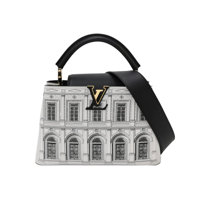 Louis Vuitton x Fornasetti Architectural Calfskin Capucines BB Black and White-Luxbags