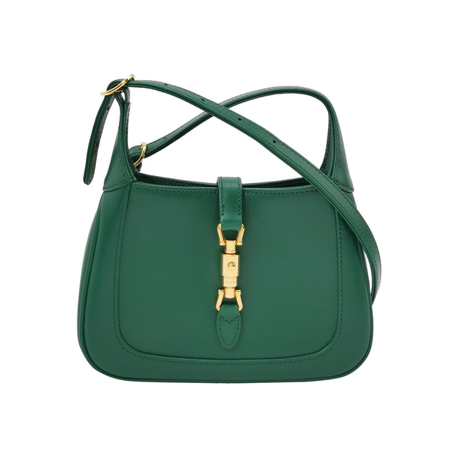 Gucci Jackie 1961 Mini Handbag in Green Leather with Adjustable Strap-Luxbags