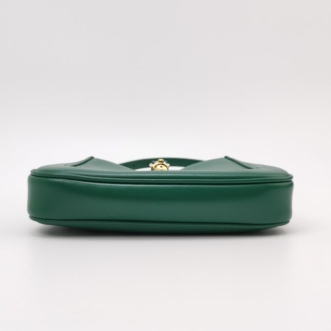 Gucci Jackie 1961 Mini Handbag in Green Leather with Adjustable Strap