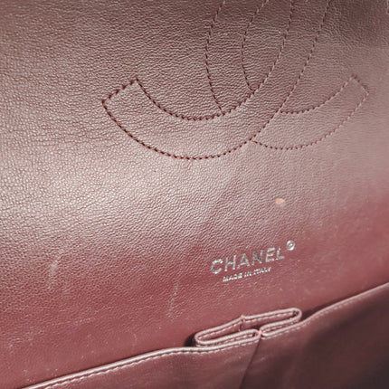 Chanel Classic Flap Maxi Black Caviar Leather Double Flap Sliver Hardware