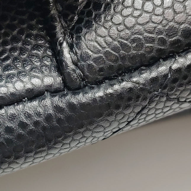Chanel Classic Flap Maxi Black Caviar Leather Double Flap Sliver Hardware