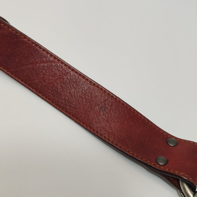 Dior Vintage Gaucho Large Green Denim Burgundy Leather Crossbody Bag 2006