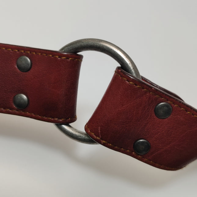 Dior Vintage Gaucho Large Green Denim Burgundy Leather Crossbody Bag 2006