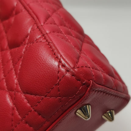 Lady Dior Small My Abcdior Red Lambskin Cannage Leather Gold Hardware