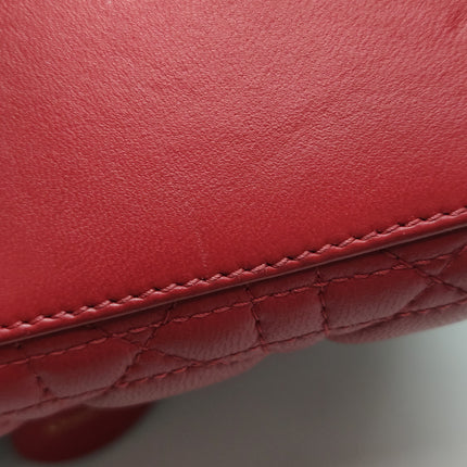 Lady Dior Small My Abcdior Red Lambskin Cannage Leather Gold Hardware