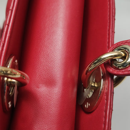 Lady Dior Small My Abcdior Red Lambskin Cannage Leather Gold Hardware