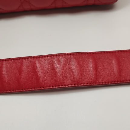 Lady Dior Small My Abcdior Red Lambskin Cannage Leather Gold Hardware