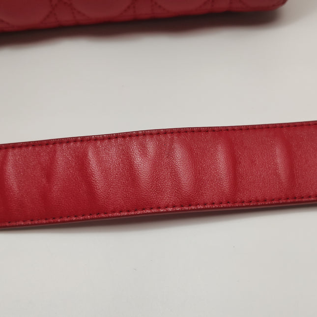 Lady Dior Small My Abcdior Red Lambskin Cannage Leather Gold Hardware