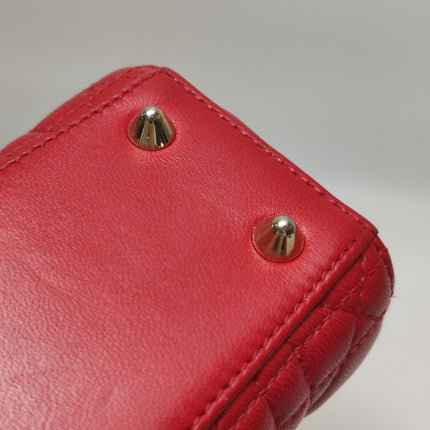 Lady Dior Small My Abcdior Red Lambskin Cannage Leather Gold Hardware