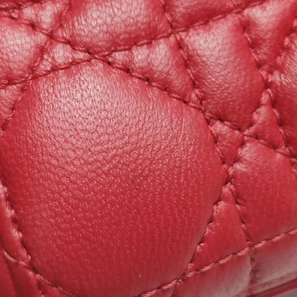 Lady Dior Small My Abcdior Red Lambskin Cannage Leather Gold Hardware