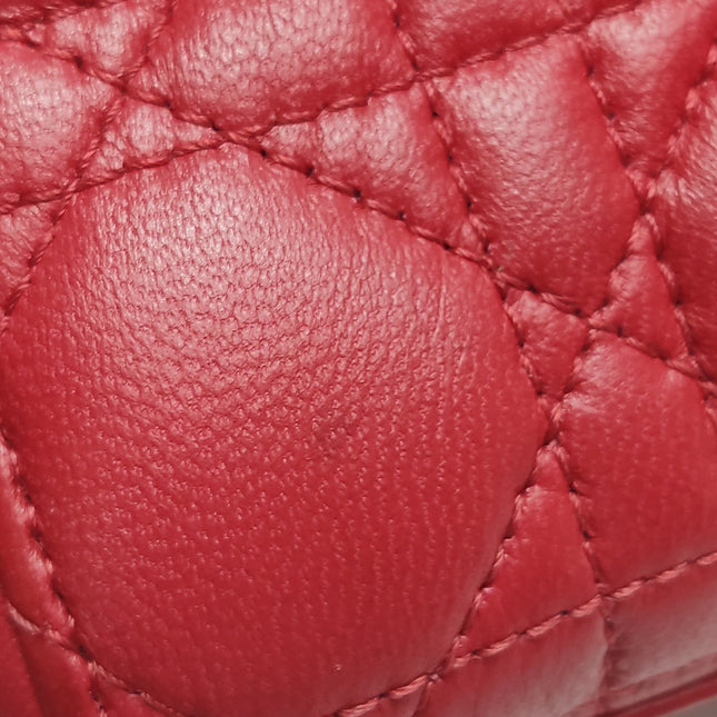 Lady Dior Small My Abcdior Red Lambskin Cannage Leather Gold Hardware