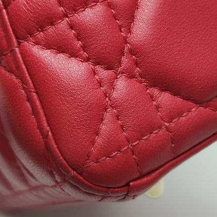 Lady Dior Small My Abcdior Red Lambskin Cannage Leather Gold Hardware