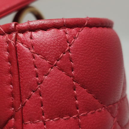 Lady Dior Small My Abcdior Red Lambskin Cannage Leather Gold Hardware