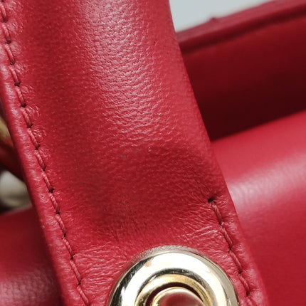 Lady Dior Small My Abcdior Red Lambskin Cannage Leather Gold Hardware