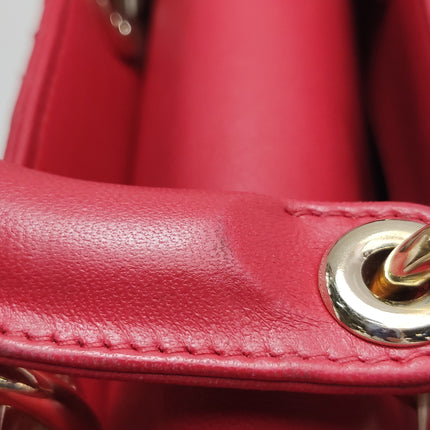 Lady Dior Small My Abcdior Red Lambskin Cannage Leather Gold Hardware