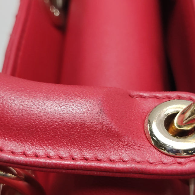 Lady Dior Small My Abcdior Red Lambskin Cannage Leather Gold Hardware