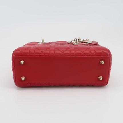 Lady Dior Small My Abcdior Red Lambskin Cannage Leather Gold Hardware