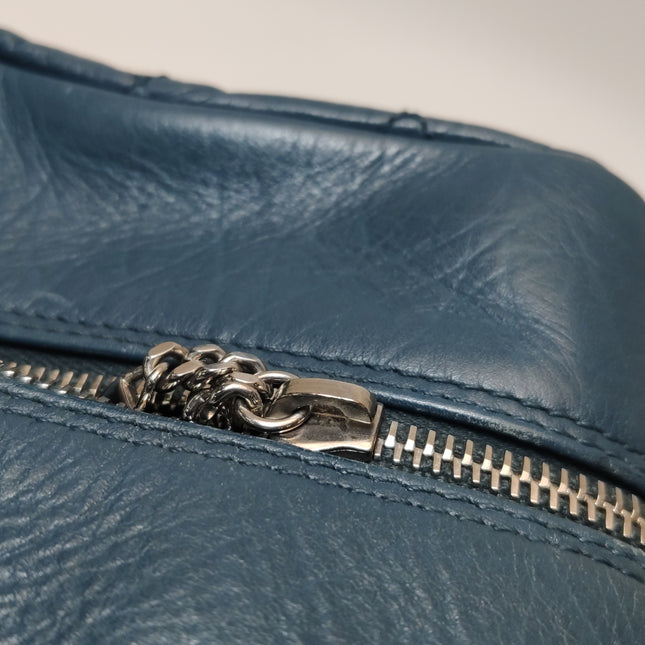 Chanel Cambon Multi-pocket Ligne Reporter Bag Medium Navy Calfskin Leather
