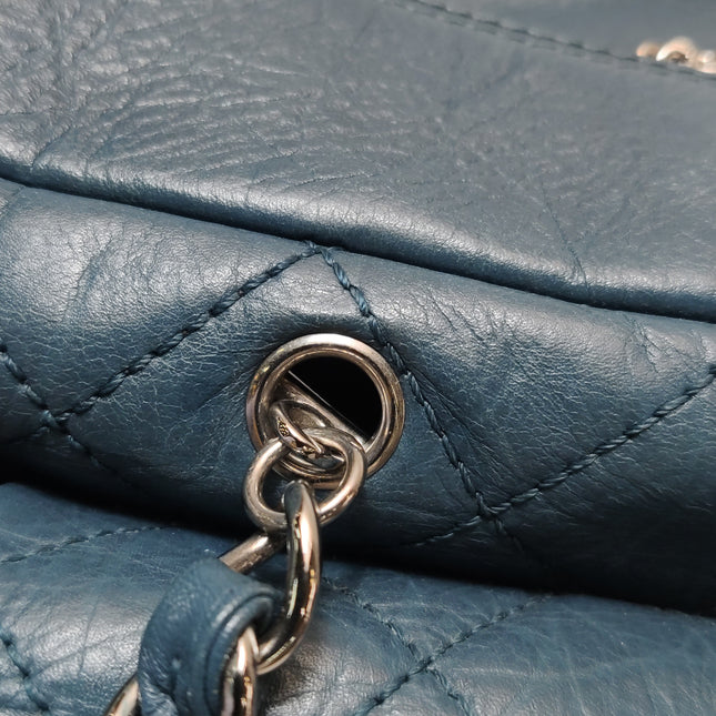 Chanel Cambon Multi-pocket Ligne Reporter Bag Medium Navy Calfskin Leather