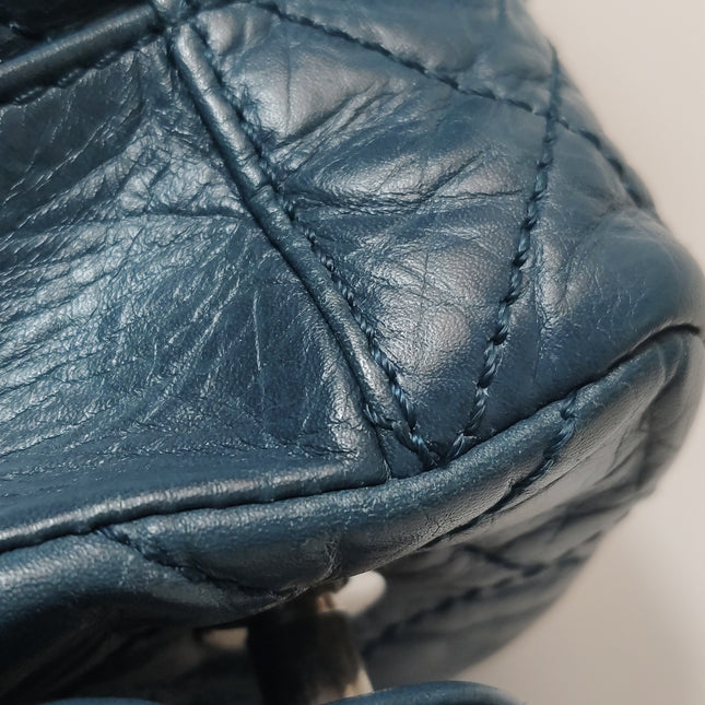 Chanel Cambon Multi-pocket Ligne Reporter Bag Medium Navy Calfskin Leather