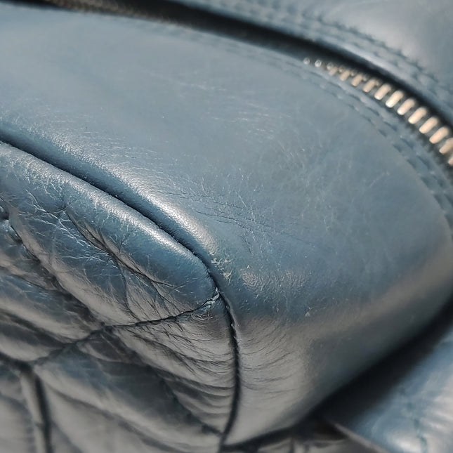 Chanel Cambon Multi-pocket Ligne Reporter Bag Medium Navy Calfskin Leather