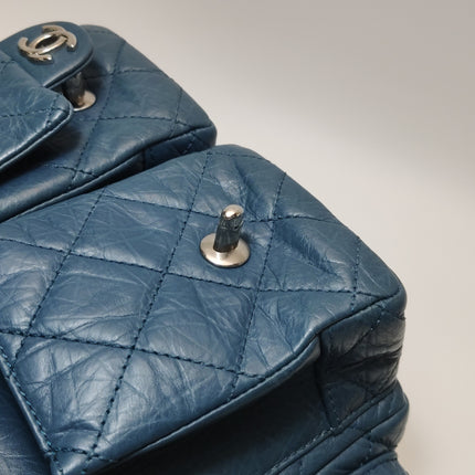 Chanel Cambon Multi-pocket Ligne Reporter Bag Medium Navy Calfskin Leather
