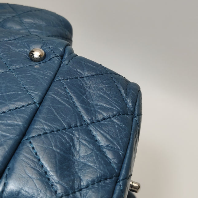 Chanel Cambon Multi-pocket Ligne Reporter Bag Medium Navy Calfskin Leather