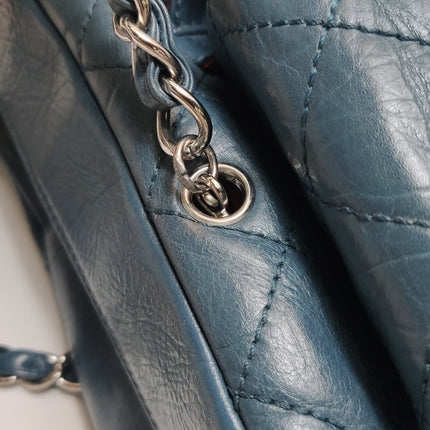 Chanel Cambon Multi-pocket Ligne Reporter Bag Medium Navy Calfskin Leather