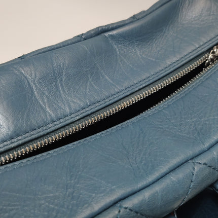 Chanel Cambon Multi-pocket Ligne Reporter Bag Medium Navy Calfskin Leather
