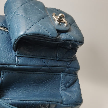 Chanel Cambon Multi-pocket Ligne Reporter Bag Medium Navy Calfskin Leather